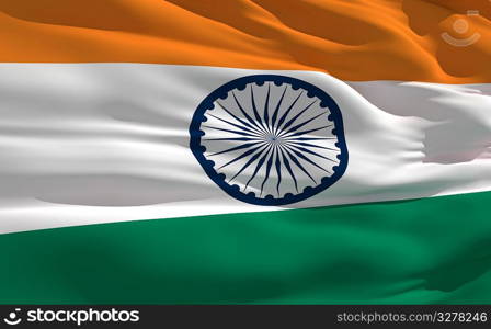 Fluttering flag of India on the wind