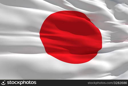 Fluttering flag of Japan on the wind