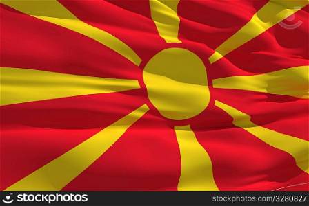 Fluttering flag of Macedonia on the wind