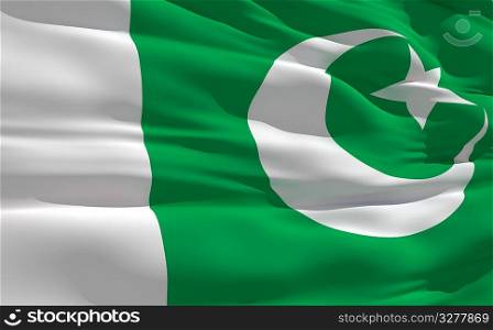 Fluttering flag of Pakistan on the wind
