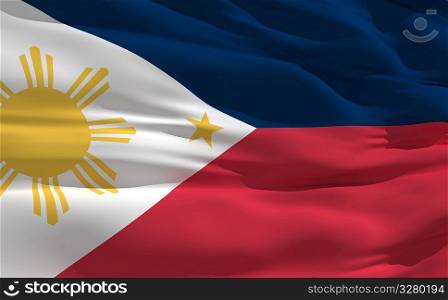 Fluttering flag of Philippines on the wind
