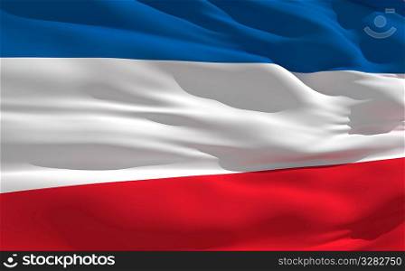 Fluttering flag of Serbia on the wind
