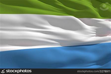 Fluttering flag of Sierra Leone on the wind
