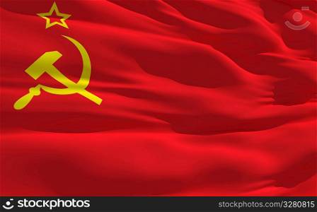 Fluttering flag of Soviet Union on the wind