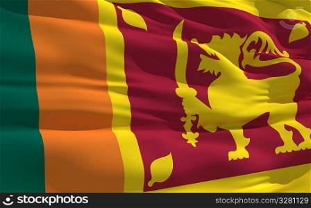 Fluttering flag of Sri Lanka on the wind