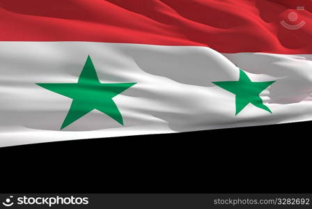 Fluttering flag of Syria on the wind