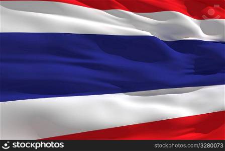 Fluttering flag of Thailande on the wind