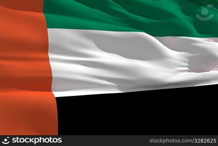 Fluttering flag of United Arab Emirates on the wind