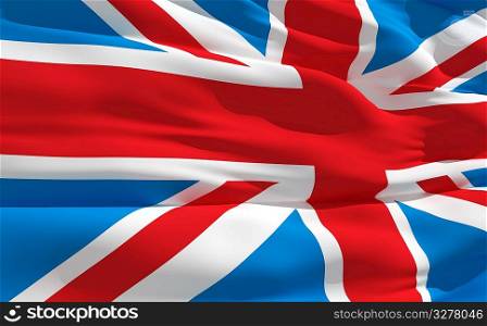 Fluttering flag of United Kingdom on the wind
