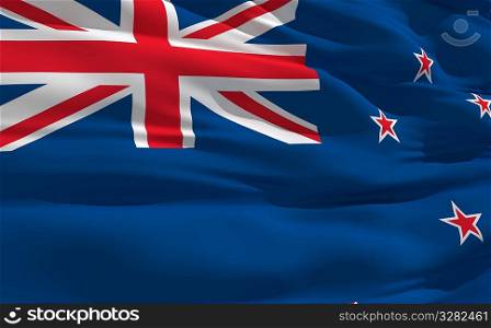 Fluttering flag of Zealand on the wind