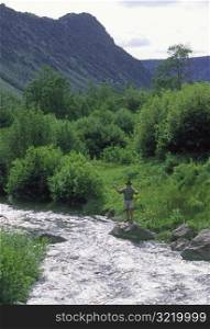 Fly Fishing In A Mountain River
