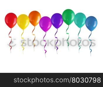 Flying balloons.Isolated on white