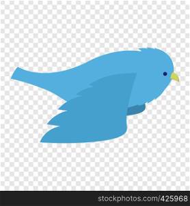 Flying blue bird illustration. Single cartoon illustration on transparent background. Flying blue bird illustration