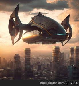 Flying car of the future. Autonomously piloted robo-taxi