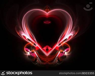flying heart on a dark background. Abstraction. heart on a dark background. Abstraction