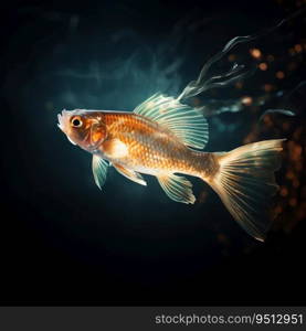 Flying Illuminated Fish in Water. Generative ai. High quality illustration. Flying Illuminated Fish in Water. Generative ai