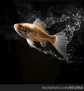 Flying Illuminated Fish in Water. Generative ai. High quality illustration. Flying Illuminated Fish in Water. Generative ai