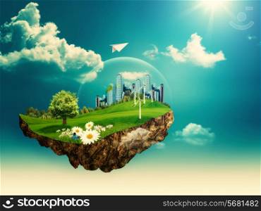 Flying island. Abstract environmental backgrounds for your design