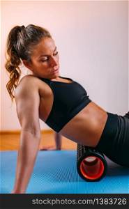 Foam Roller Lower Back Muscle Stretching at Home
