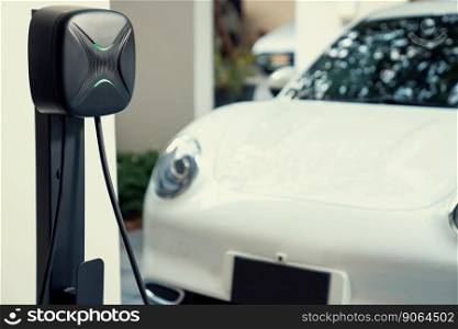 Focus electric home charging station powered from green energy at home for vehicle engine. Progressive eco friendly energy rechargeable for vehicle concept.. Focus electric charging station for electric car as progressive concept.