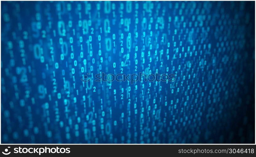 Focused Computer Screen With Binary Code Loop