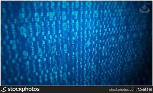 Focused Computer Screen With Binary Code Loop