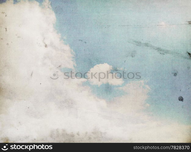 Fog and clouds on a vintage, textured paper background with a color gradient.