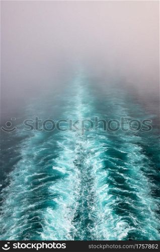 fog and sea mist on the water while cruising
