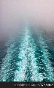 fog and sea mist on the water while cruising