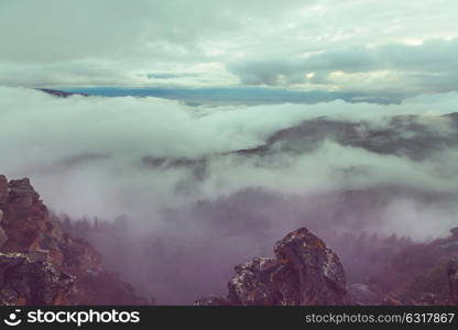 Fog in the high mountains
