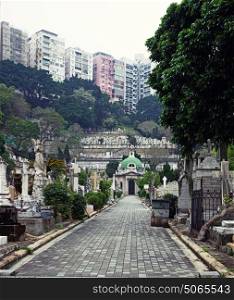 fog morning in the old Hong Kong Cemetery