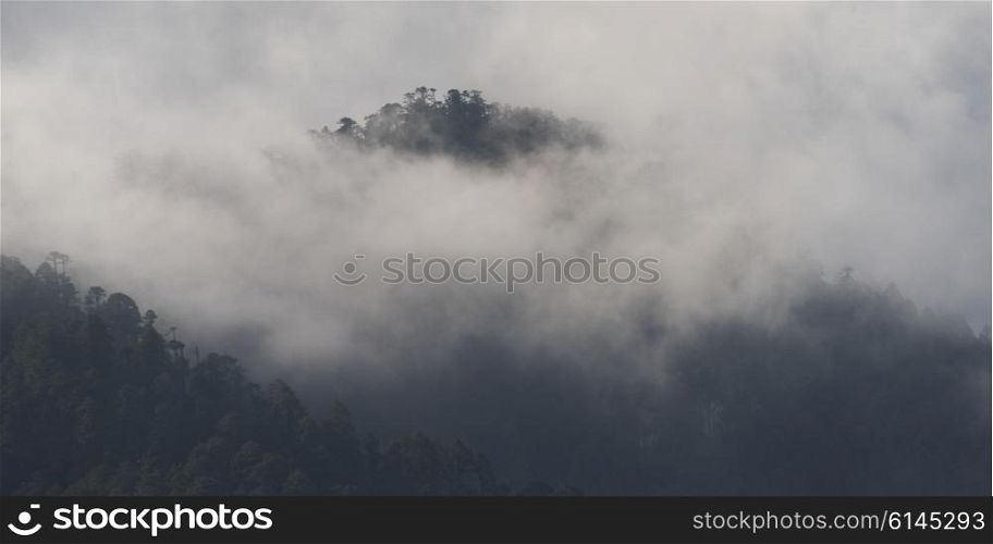 Fog over mountains, Dochula Pass, Thimphu, Bhutan