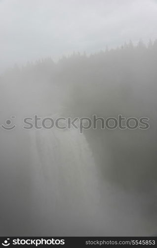 Fog over Snoqualmie Falls, Snoqualmie, Fall City, Washington State, USA