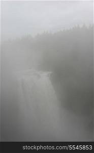 Fog over Snoqualmie Falls, Snoqualmie, Fall City, Washington State, USA