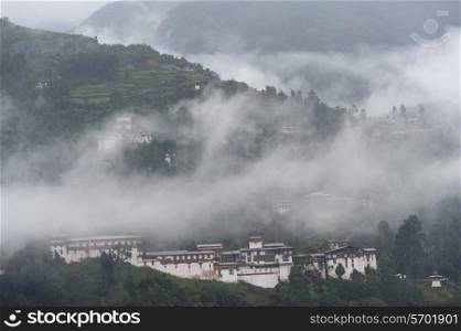 Fog over Trongsa Dzong, Trongsa, Bhutan