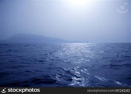 Foggy Mediterranean morning on the sea