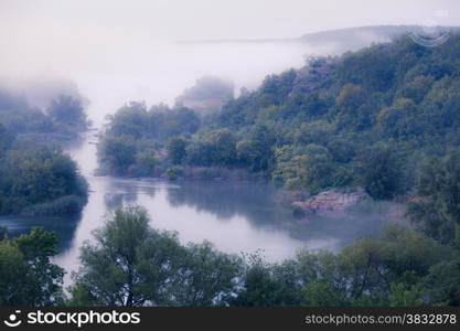 Foggy river morning