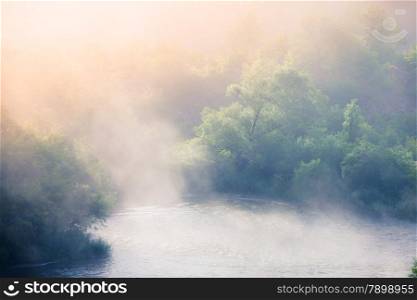 Foggy river morning