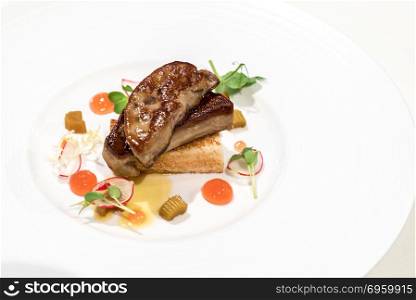 Foie Gras. Grilled foie gras with fruit sauce