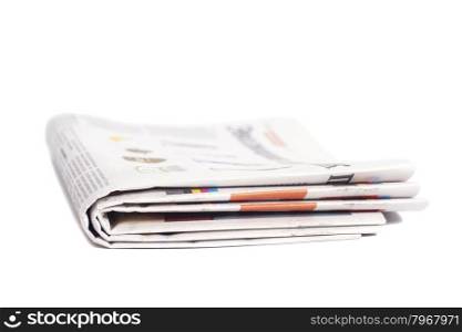 Folded newspapers on white isolated background