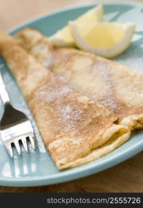 Folded Pancakes with Lemon and Sugar