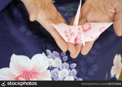 Folded paper crane