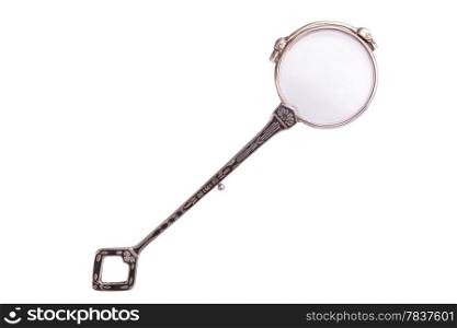 Folded rarity vintage lorgnette isolated on white background
