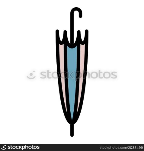 Folded umbrella cane icon. Outline folded umbrella cane vector icon color flat isolated. Folded umbrella cane icon color outline vector