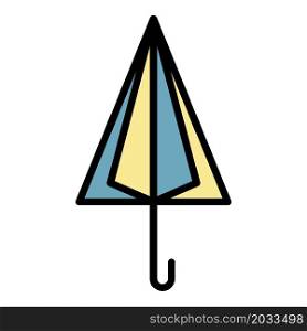 Folded umbrella icon. Outline folded umbrella vector icon color flat isolated. Folded umbrella icon color outline vector