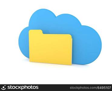 Folder and cloud on a white background.. Folder and cloud on a white background. 3d render illustration.