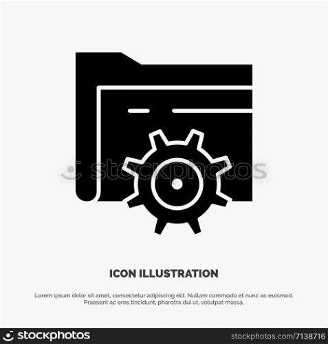 Folder, Setting, Gear, Computing Solid Black Glyph Icon
