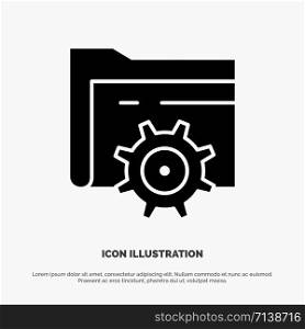 Folder, Setting, Gear, Computing Solid Black Glyph Icon