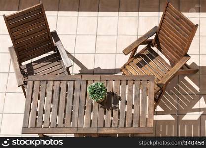 folding chair and table on a sunny day