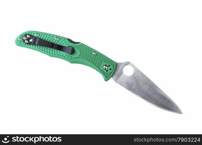 Folding pocket knife with one edge isolated on white background